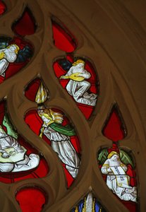 Window depicting Angel Musicians, Lutes and Shawm by French School